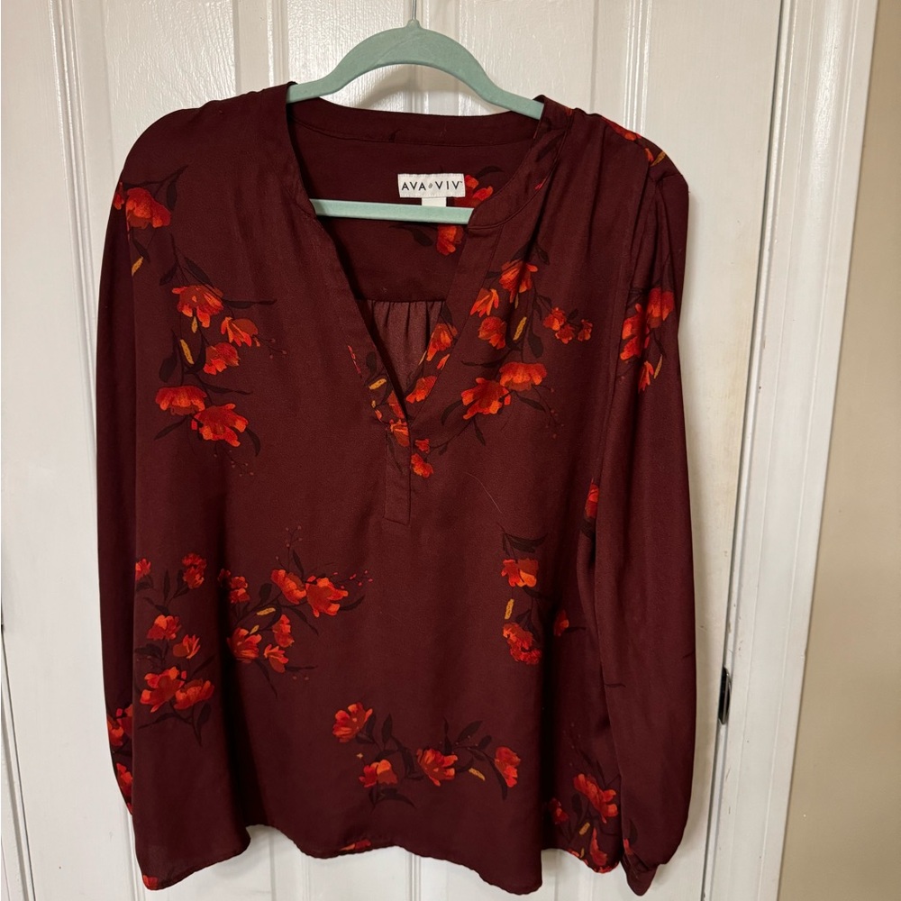 Ava&viv red patterned blouse
